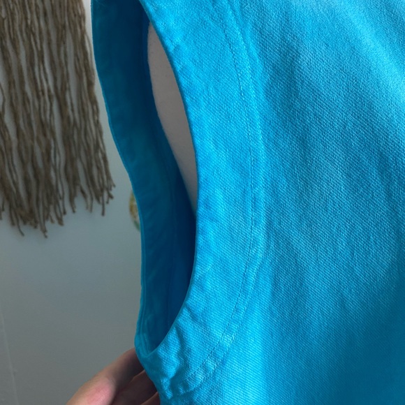 70’s style vest by Taylor hand tie dyed light blue white zip up pockets size S/M - Picture 5 of 9